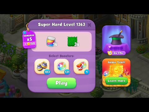 Gardenscapes Level 1363 Walkthrough "No Boosters Used"