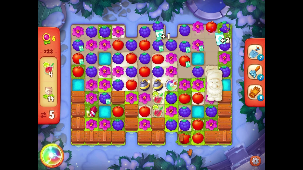 GardenScapes Level 723 no boosters (11 moves)