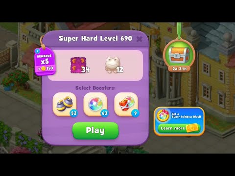 Gardenscapes Level 690 Walkthrough "No Boosters Used"