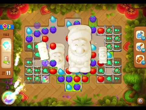 GardenScapes Level 1152 no boosters (17 moves)