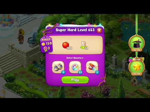 Gardenscapes 653 Super Hard Level - 11 moves - NO BooSTERS