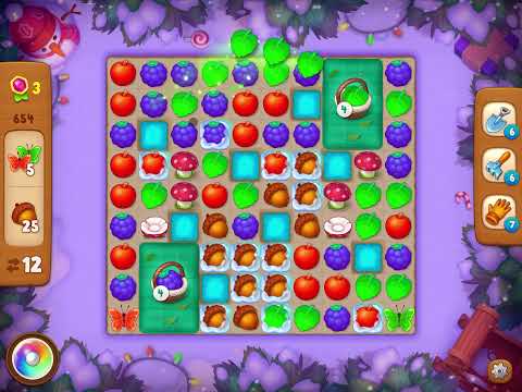 GardenScapes Level 654 no boosters (17 moves)