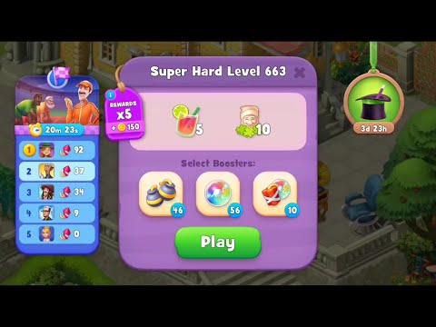 Gardenscapes Level 663 Walkthrough "No Boosters Used"