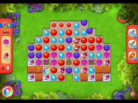 GardenScapes Level 1686 no boosters (17 moves)