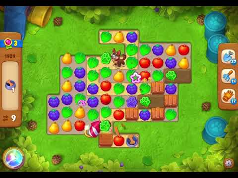 GardenScapes Level 1909 no boosters (18 moves)