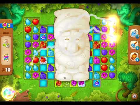 GardenScapes Level 888 no boosters (16 moves)