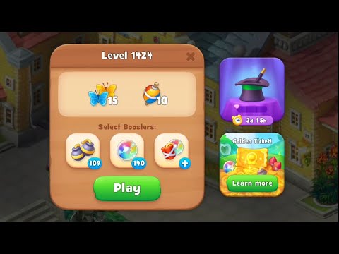 Gardenscapes Level 1424 Walkthrough "No Boosters Used"