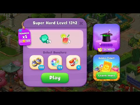 Gardenscapes Level 1342 Walkthrough "No Boosters Used"