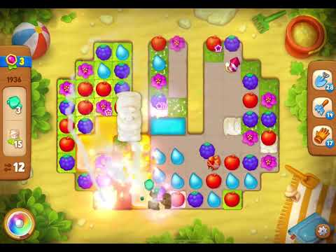 GardenScapes Level 1936 no boosters (18 moves)