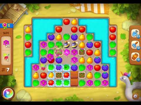 GardenScapes Level 1691 no boosters (16 moves)