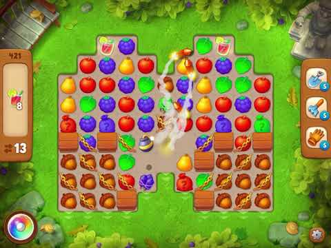 GardenScapes Level 421 no boosters (14 moves)