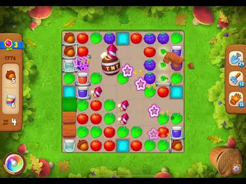 GardenScapes Level 1776 no boosters (16 moves)