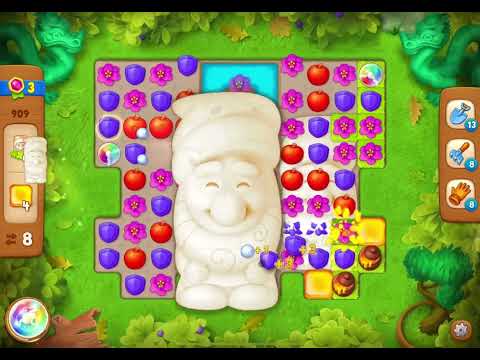 GardenScapes Level 909 no boosters (16 moves)