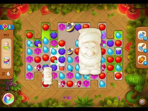 GardenScapes Level 953 no boosters (17 moves)