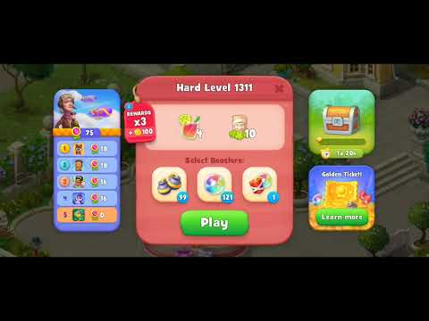 Gardenscapes Level 1311 Walkthrough "No Boosters Used"